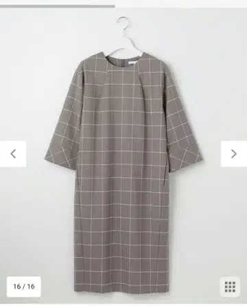 자유구 미사용 size 44 윈도우페인 체크 원피스 그레이