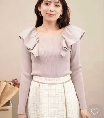 노엘라 2way 리브 니트 프릴 베이지