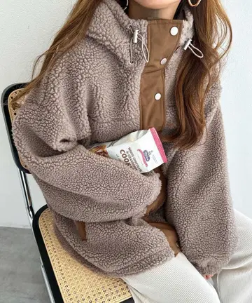 andme 시프 보아 블루종 후드티 모카