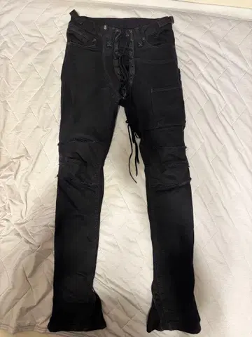 if six was nine 레이스업 스키니 데님 블랙