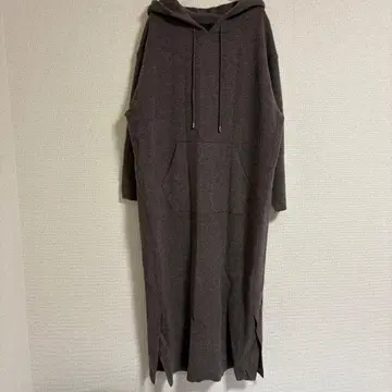 Speick&Span 후드 부착 롱 원피스 브라운 니트 원피스