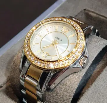 FOSSIL 스톤 장식 콤비 쿼츠 손목시계