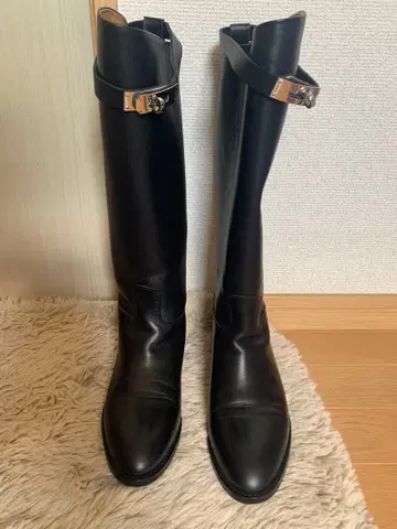 블랙 가죽 롱 부츠 37