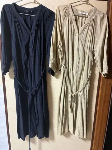 유니클로 긴팔 셔츠 원피스 2색 세트