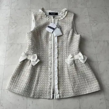 택 포함 미사용 2024년 엠즈 그레이시 트위드 베스트 리본 36