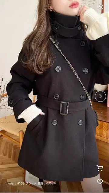 블랙 더블 브레스트 코트