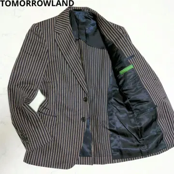 투모로우랜드 테일러드 자켓 스트라이프 브라운 네이비 44 S