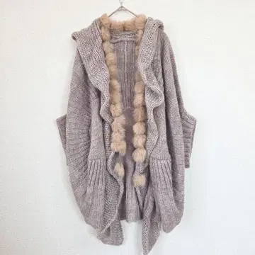 돌먼 슬리브 니트 아우터 루즈핏 F 베이지 판초