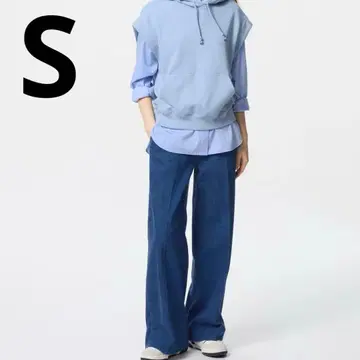 새상품 유니클로 와이드 트라우저 청바지 S 블루 와이드 팬츠