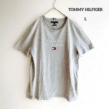 TOMMY HILFIGER 로고 자수 티셔츠 그레이 L 남성용