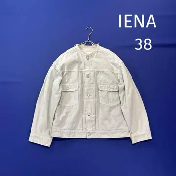 IENA 노카라 데님 자켓 치노 메이크룸 블루종 38 그레이