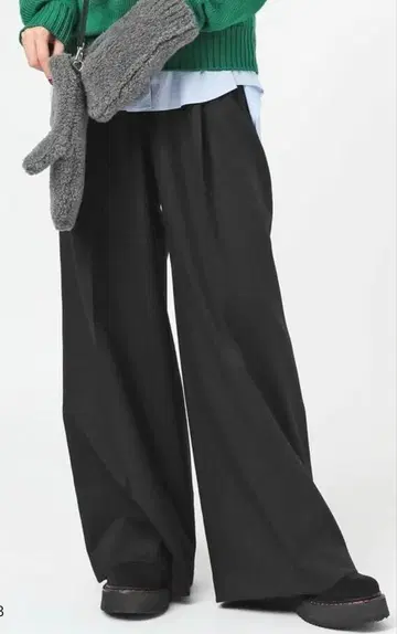 AP STUDIO 플란넬 턱 팬츠 블랙 34 미사용 새상품