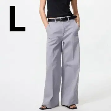 새상품 유니클로 와이드 트라우저진 L 그레이 와이드 팬츠