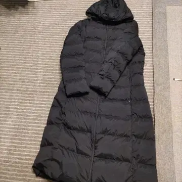 유니클로 다운 롱 코트 XL 블랙 더블 지퍼 새상품급