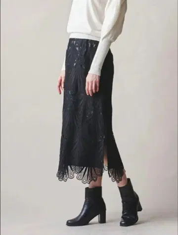 레어! 빅 사이즈 비아지오 블루 레이스 스커트