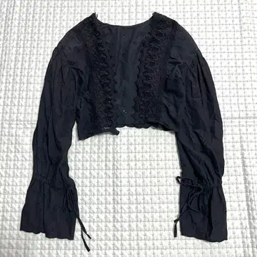 Freada 프리다 백 레이스 블라우스 코튼 겉옷 블랙 긴팔