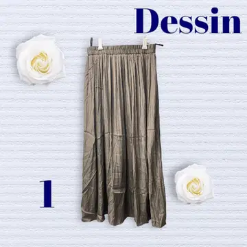 데셍 롱 스커트 사이즈 1 브라운 광택 부드러운 소재 허리밴딩