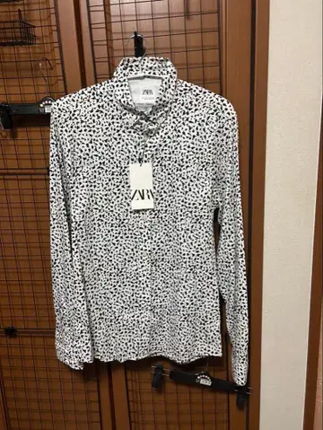 ZARA 3X 긴팔 셔츠 화이트 블랙 무늬