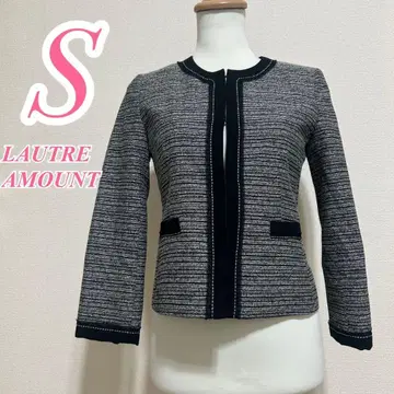 LAUTREAMONT 노카라 자켓 S 블랙 화이트 트위드