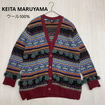 KEITA MARUYAMA 노르딕 무늬 모자 꽁지 니트 가디건