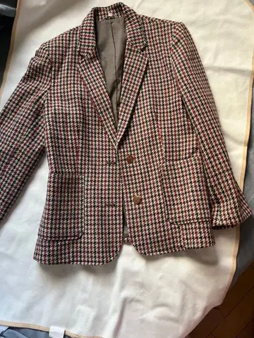 더블 브레스트 테일러드 자켓 체크 무늬