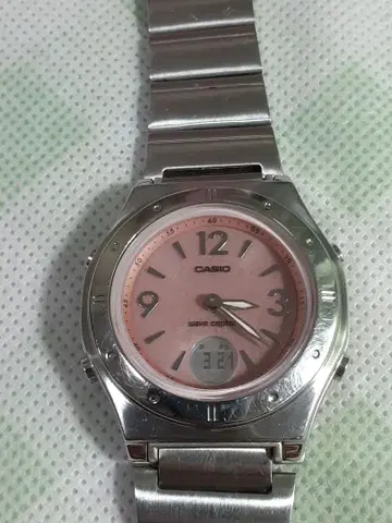 CASIO 쿼츠 손목시계 핑크 다이얼