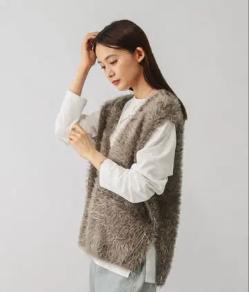 샤기 베스트*긴팔 세트/581162