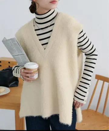 DISCOAT 페더얀 튜닉 베스트 아이보리