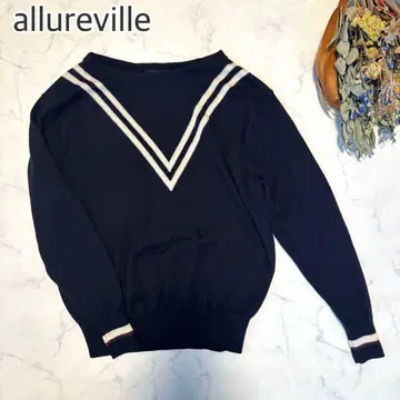 알아바일 울 100% V넥 니트 바이컬러