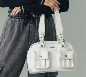 더블 포켓 가죽 백