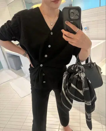 YONFA파 가디건 블랙