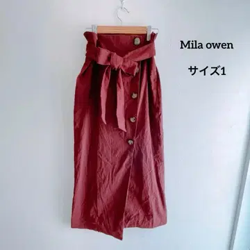 Mila Owen 프론트 버튼 리본 스커트 와인 레드 사이즈 1