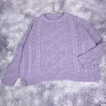 GRL [ F ] 케이블 니트 스웨터 퍼플 두꺼운 원단 가을/겨울 여성용