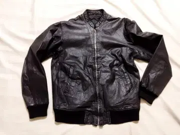 밴드 카라 가죽 자켓 블루종 80s