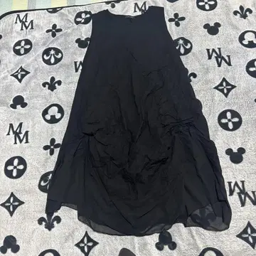 미사용 블랙 쉬폰 플레어 롱 원피스