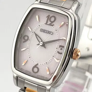 [ 작동/미사용급 ] 세이코 솔라 스퀘어 여성용 손목시계 핑크 다이얼