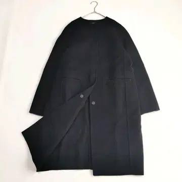 새상품급 조셉 노카라 리버 코트 롱 울 100% 다크 네이비