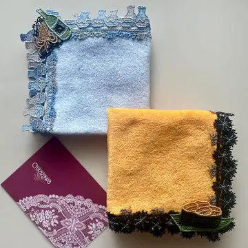 즉시 완판 새상품! 긴자와 레이스 술 & 성게 타월 손수건 2장 세트