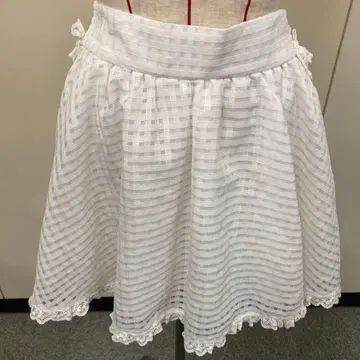 LIZ LISA 화이트 체크 무늬 플레어 스커트