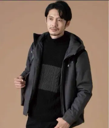 THE SHOP TK 스웨이드 절개 블루종 다운 코트