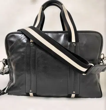 발리 브리프 케이스 비즈니스 백 스트라이프 천연 가죽 블랙