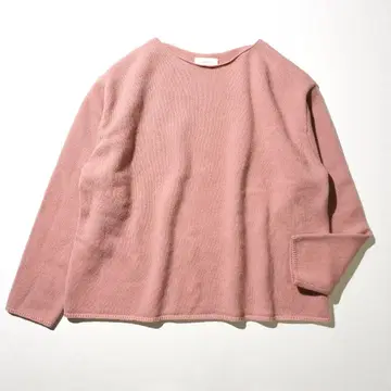 새상품급 카구레 보트넥 풀오버 니트 울 100% 핑크