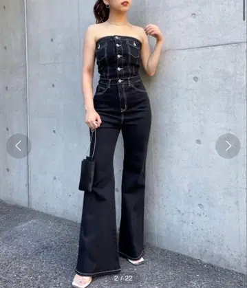 SPIRALGIRL 백 레이스업 데님 올인원