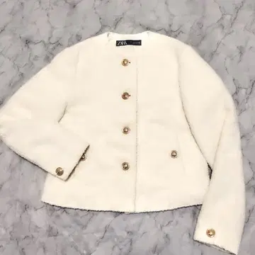 ZARA 숏 텍스처 자켓 골드 버튼 S