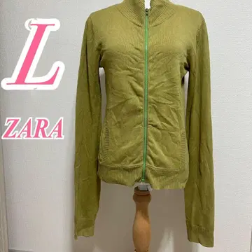 ZARA 자라 그린 니트 블루종 L 캐주얼 면 나일론 폴리