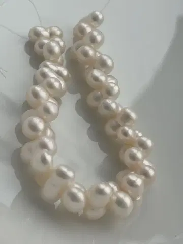 담수 진주 메탈릭 레인보우 컬러 핑크 천연색 쌍둥이 바로크 만텔 팔찌