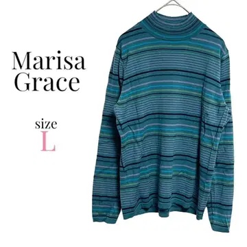 MarisaGrace [L] 보더 하이넥 컬러 니트탑 가을/겨울