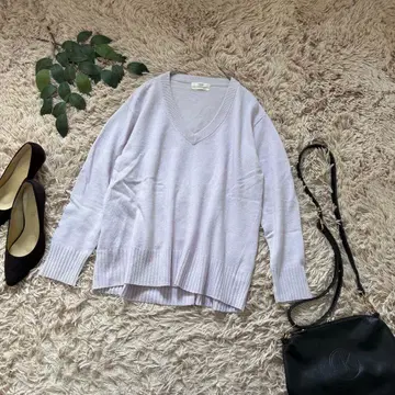 6685 에미 아틀리에 V넥 니트 [F] 캐시미어 100%/퍼플/루즈핏