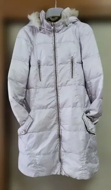 연보라 후드 부착 롱 코트 38