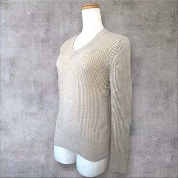 새상품급 이에나 엑스트라 파인 메리노 리브 V넥 풀오버